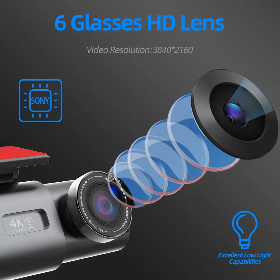 Dashcam 4K UHD B53P — Vision Nocturne, WiFi & GPS