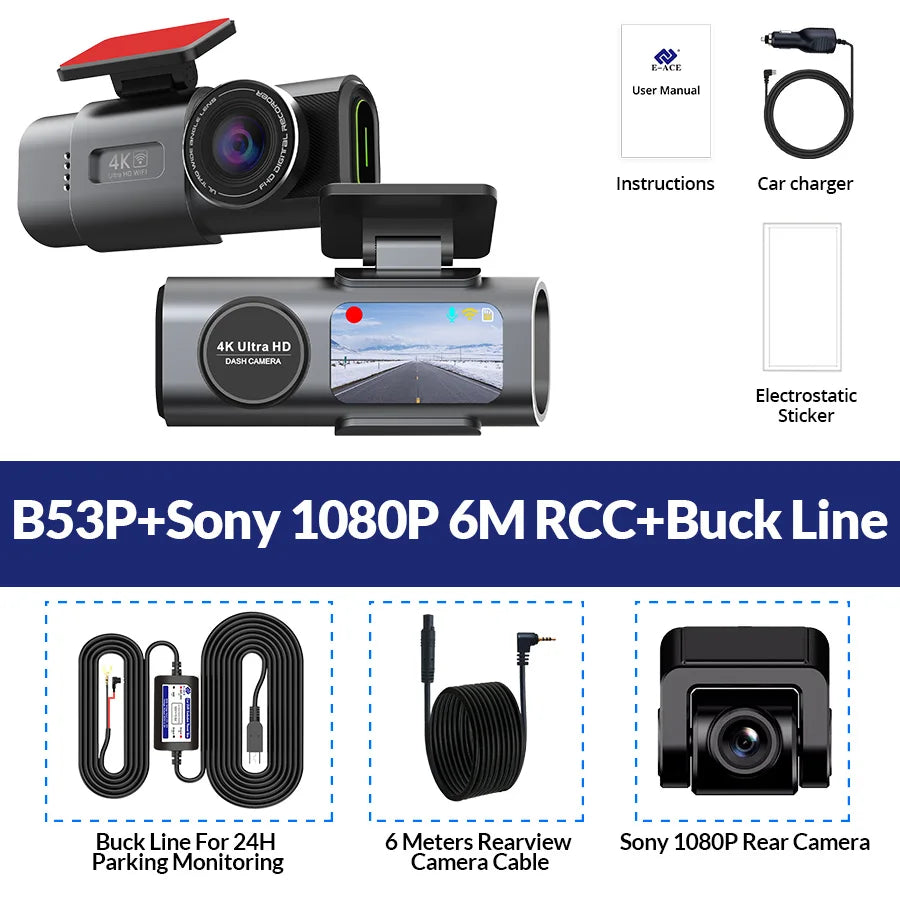 Dashcam 4K UHD B53P — Vision Nocturne, WiFi & GPS