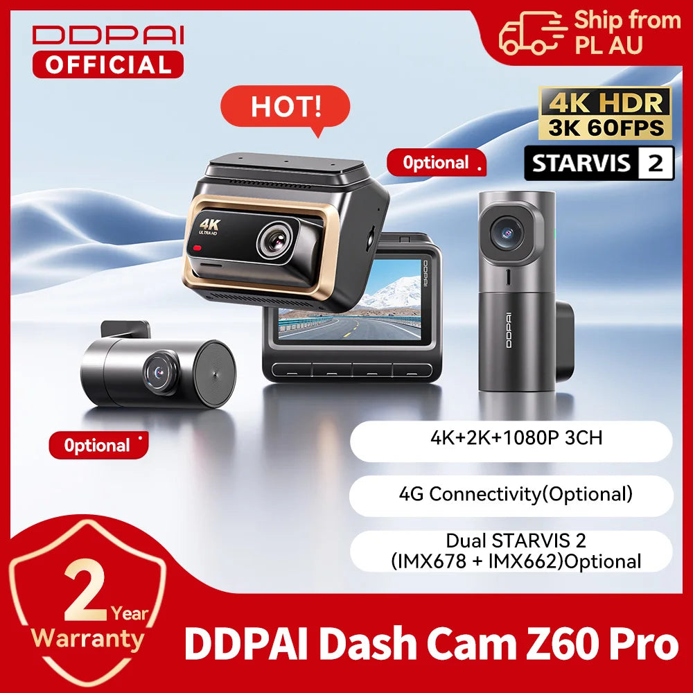Dashcam 4K DDPAI Z60 Pro — Double Capteur Sony STARVIS 2, WiFi 5G, GPS, ADAS