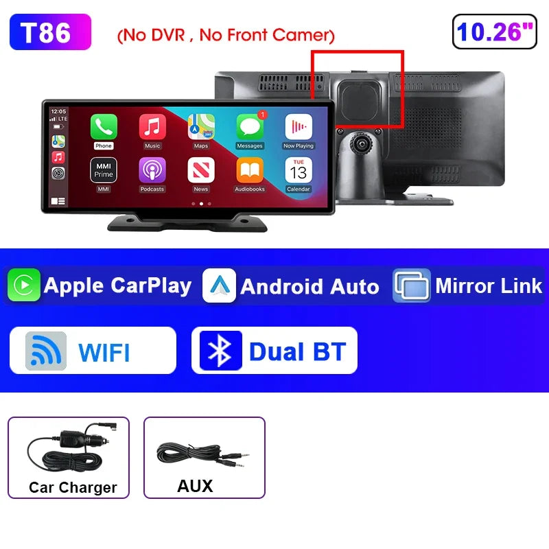 Écran DVR 4K CarPlay 10,26" — Caméra 360° Rotative, Android Auto, WiFi Srnubi Europe Choice 51 Store