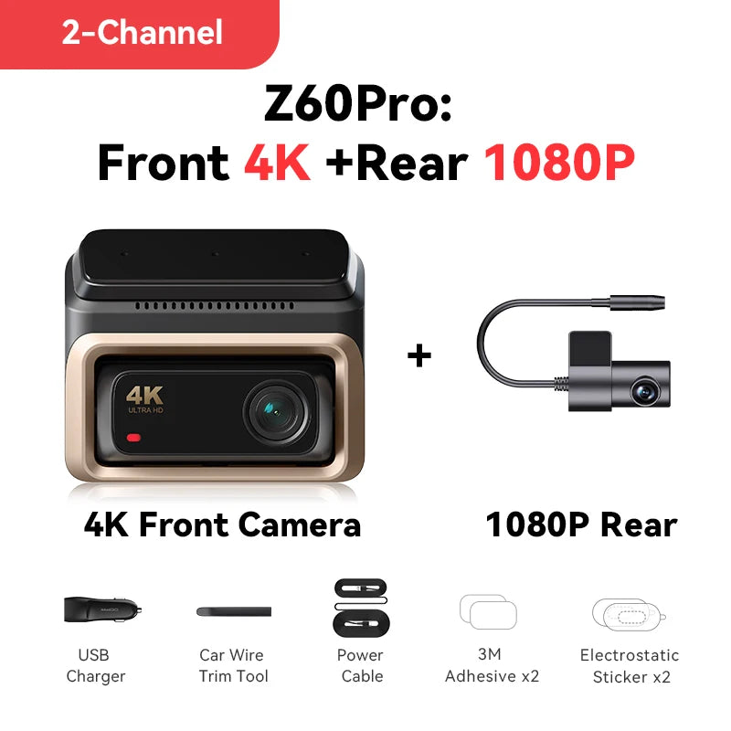 Dashcam 4K DDPAI Z60 Pro — Double Capteur Sony STARVIS 2, WiFi 5G, GPS, ADAS