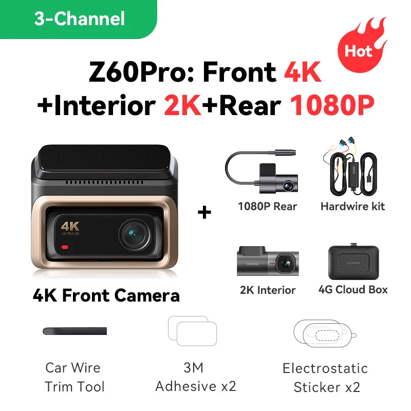 Dashcam 4K DDPAI Z60 Pro — Double Capteur Sony STARVIS 2, WiFi 5G, GPS, ADAS