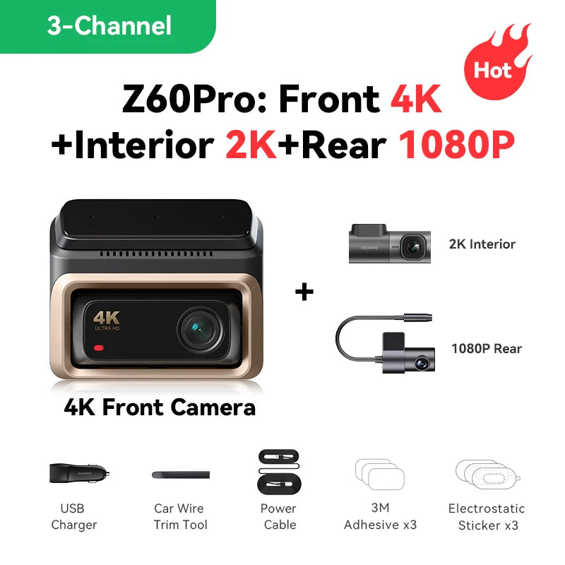 Dashcam 4K DDPAI Z60 Pro — Double Capteur Sony STARVIS 2, WiFi 5G, GPS, ADAS