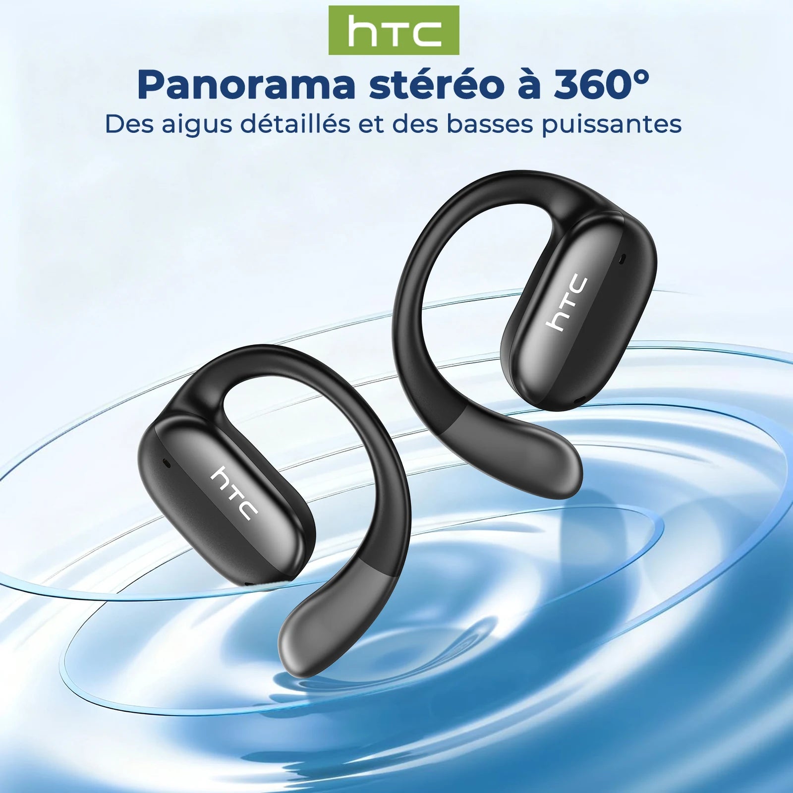 Écouteurs Sans Fil HTC NE58 — Bluetooth 6.0, Tactile LED, HiFi, Version IA Traduction Disponible