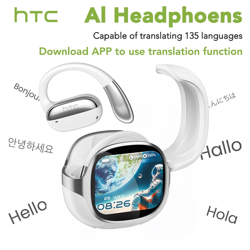Écouteurs Sans Fil HTC NE58 — Bluetooth 6.0, Tactile LED, HiFi, Version IA Traduction Disponible