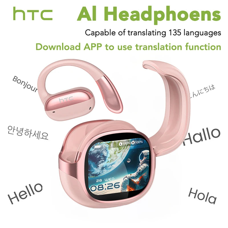 Écouteurs Sans Fil HTC NE58 — Bluetooth 6.0, Tactile LED, HiFi, Version IA Traduction Disponible