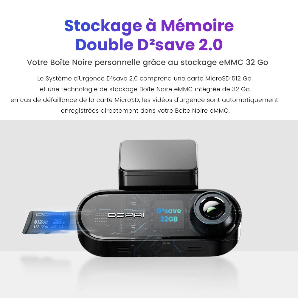 Dash cam DDPAI N5 Double Avant et Arrière 4K Ultra HD Résolution Dash cam NightVIS ADAS GPS Enregistrement Auto