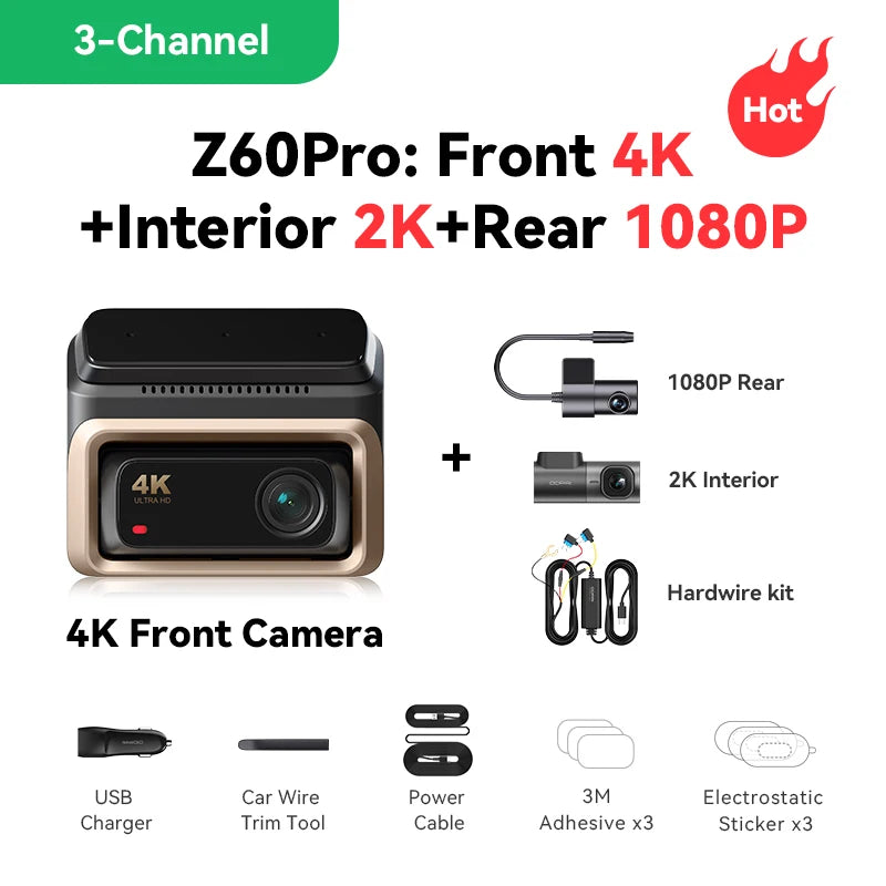 Dashcam 4K DDPAI Z60 Pro — Double Capteur Sony STARVIS 2, WiFi 5G, GPS, ADAS