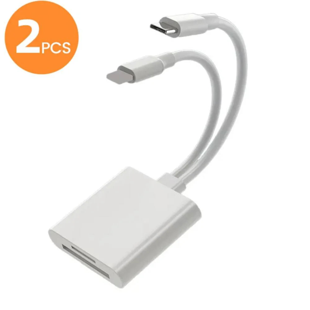 Lecteur de Cartes OTG 2-en-1 Lightning & USB-C — SD/TF pour iPhone & Android