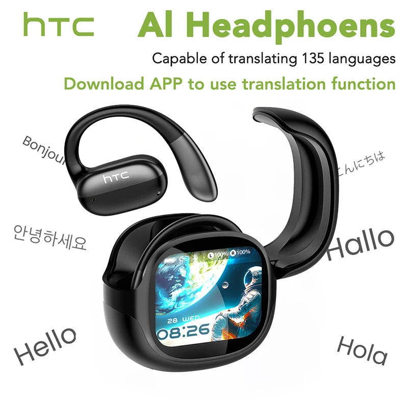 Écouteurs Sans Fil HTC NE58 — Bluetooth 6.0, Tactile LED, HiFi, Version IA Traduction Disponible