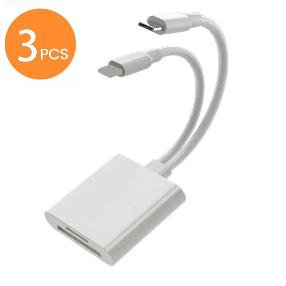 Lecteur de Cartes OTG 2-en-1 Lightning & USB-C — SD/TF pour iPhone & Android