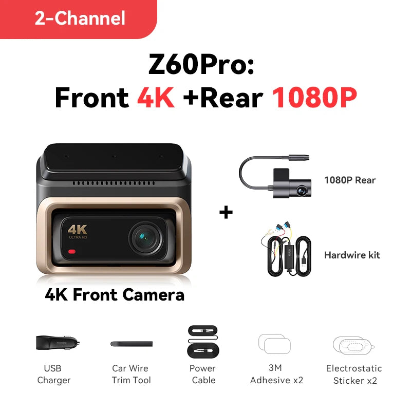 Dashcam 4K DDPAI Z60 Pro — Double Capteur Sony STARVIS 2, WiFi 5G, GPS, ADAS