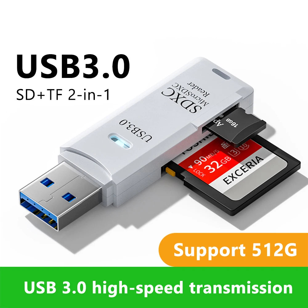 Lecteur de Carte 2-en-1 USB 3.0 — Micro SD & SD, Ultra Rapide