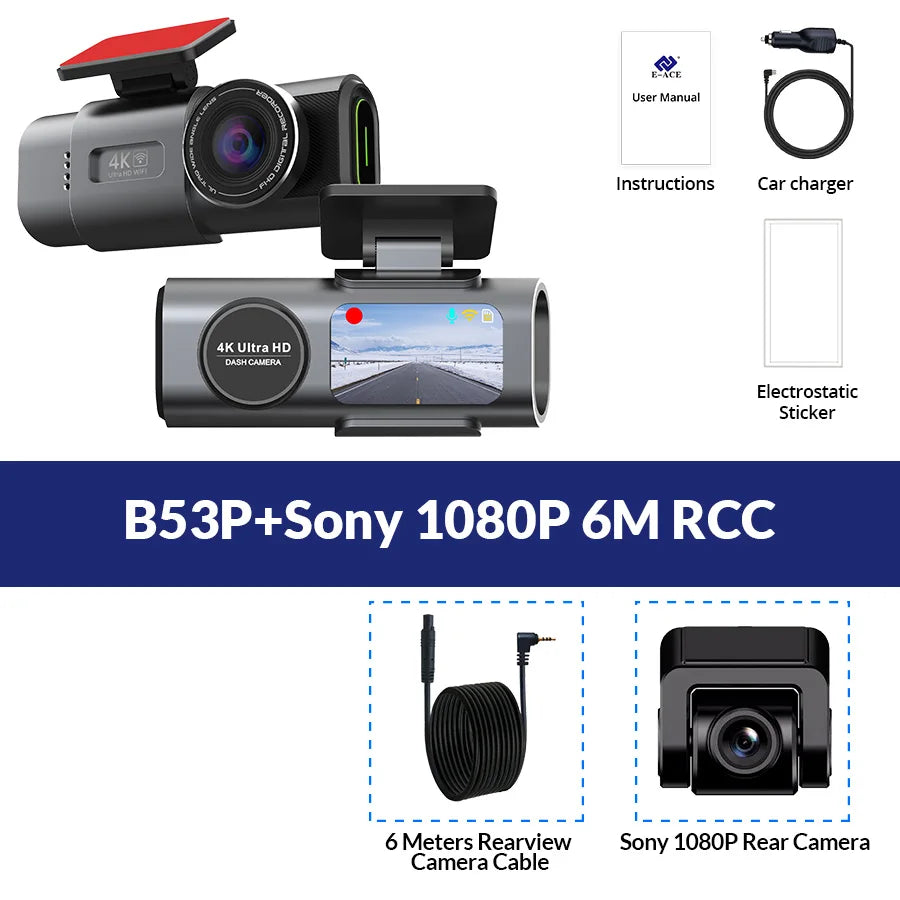 Dashcam 4K UHD B53P — Vision Nocturne, WiFi & GPS