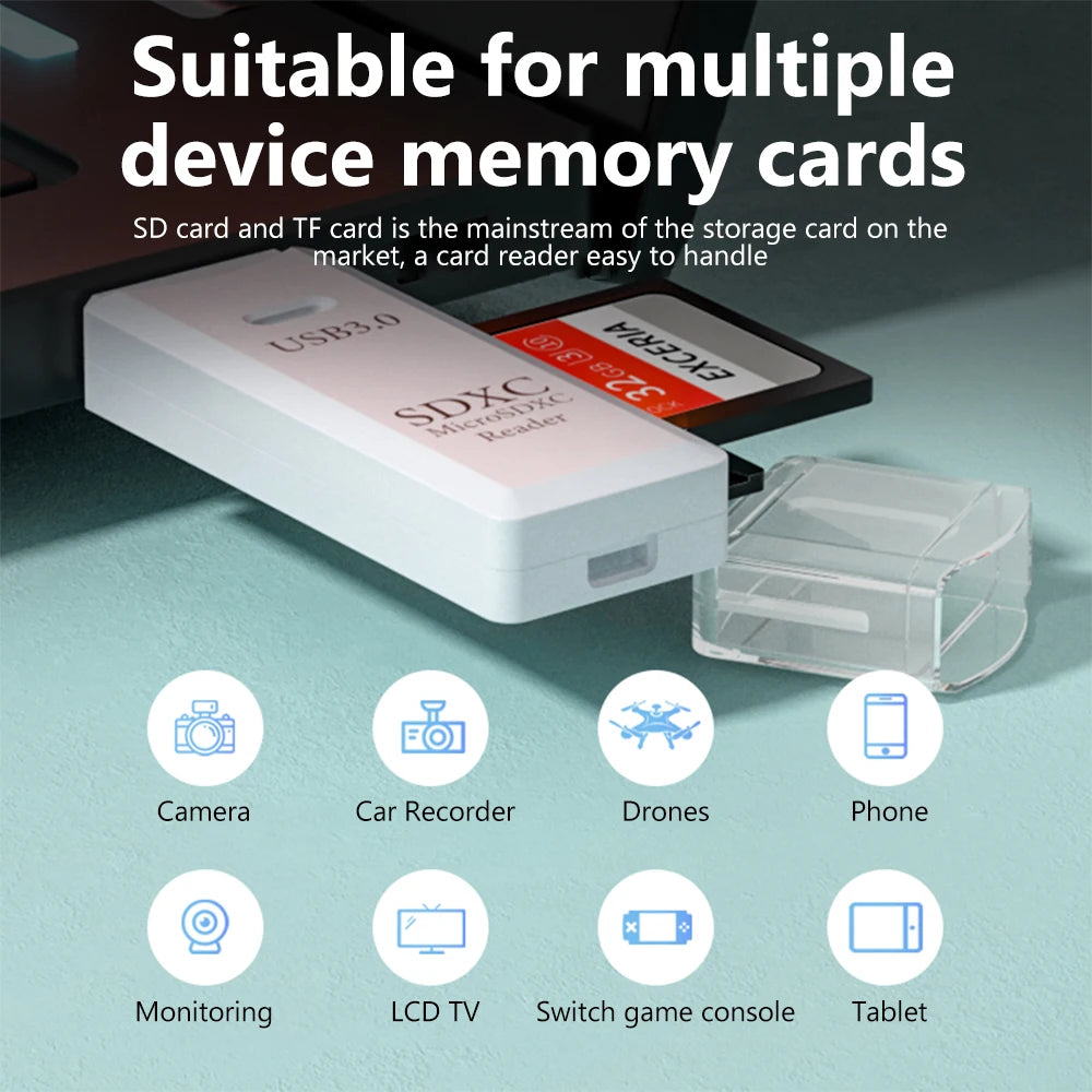 Lecteur de Carte 2-en-1 USB 3.0 — Micro SD & SD, Ultra Rapide