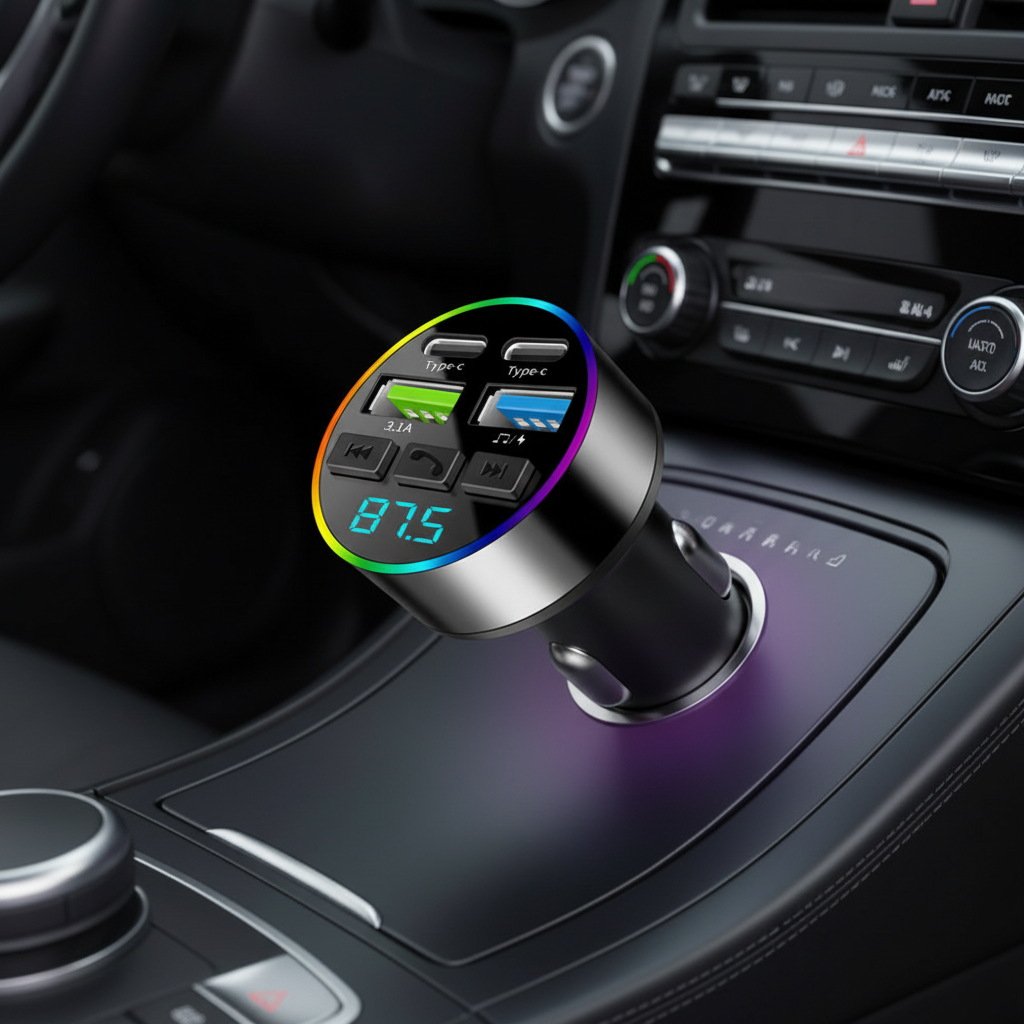 Chargeur Bluetooth FM — Halo RGB allume-cigare